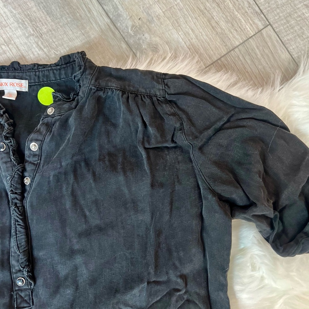 KNOX ROSE | Black Button-Up Ruffled Detailed Blouse (XL) - Picture 3 of 7